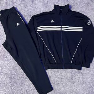 Adidas black white trackside jogger / warm-up set size medium men’s soccer